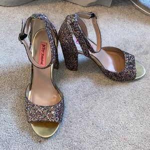 Betsey Johnson Rainbow Glitter Heels-8.5